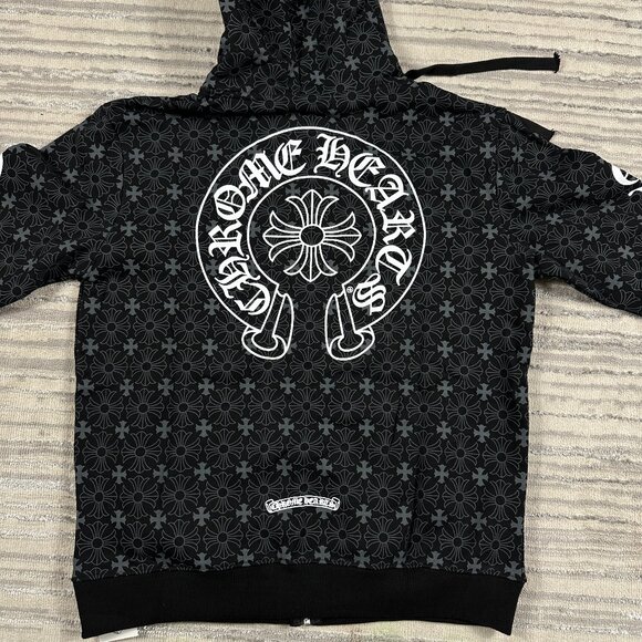 Chrome Hearts Black / Gray Monogram Cross Horseshoe Hoodie Men’s Size Large - Picture 4 of 4
